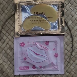Golden Eye Mask and Pink Lip Mask Set